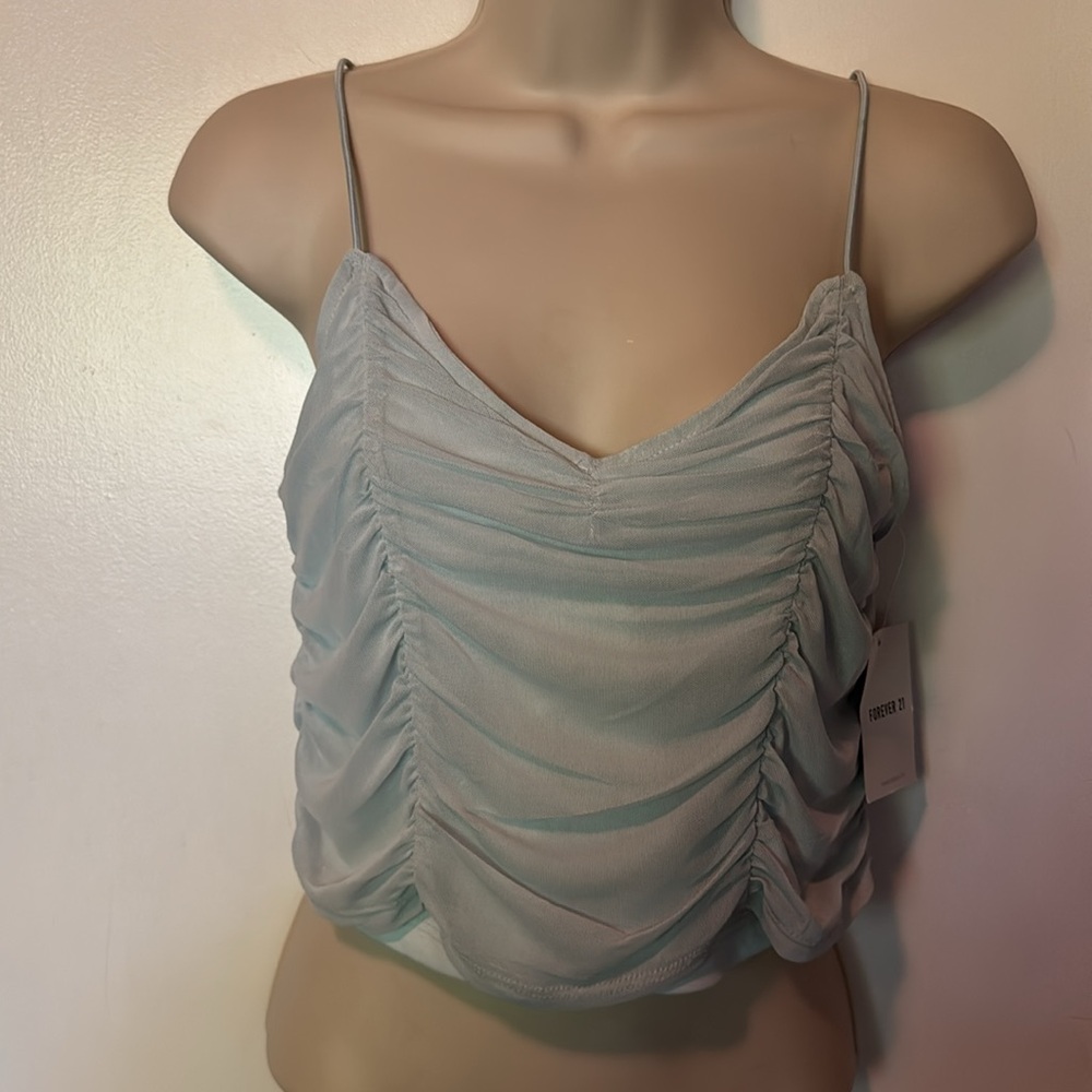 Forever 21 blue ruched crop top